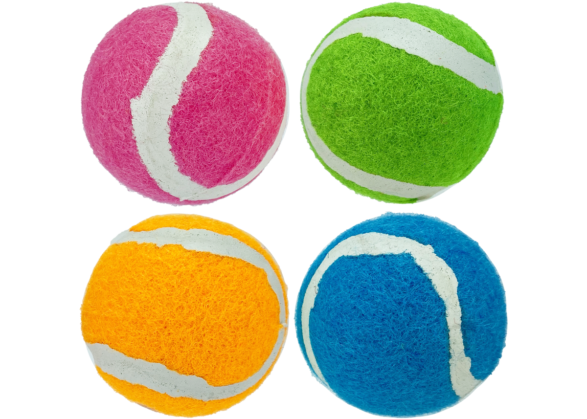 Multipet Minipet Squeaky Tennis Balls - Assorted Colors 4pk