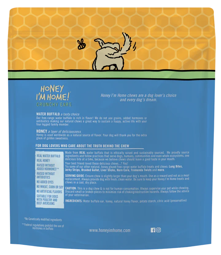 Honey Dog Buffalo Crunchy Ears (4pk)