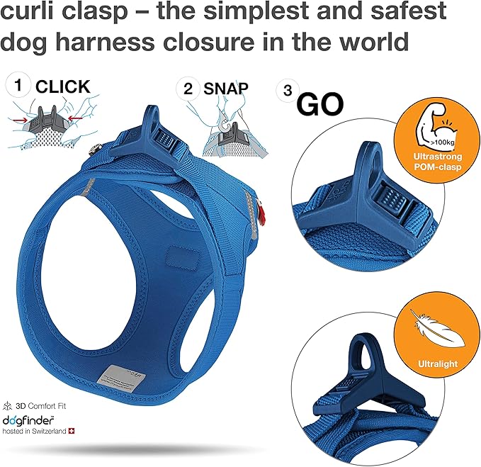 Curli Clasp Vest Blue Harness