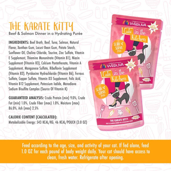 Cats in the Kitchen Paté The Karate Kitty Beef & Salmon Dinner in a Hydrating Purée (3oz)