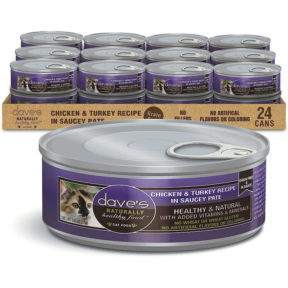 Dave's Chicken & Turkey Recipe in Saucey Paté Wet Cat Food (5.5oz)