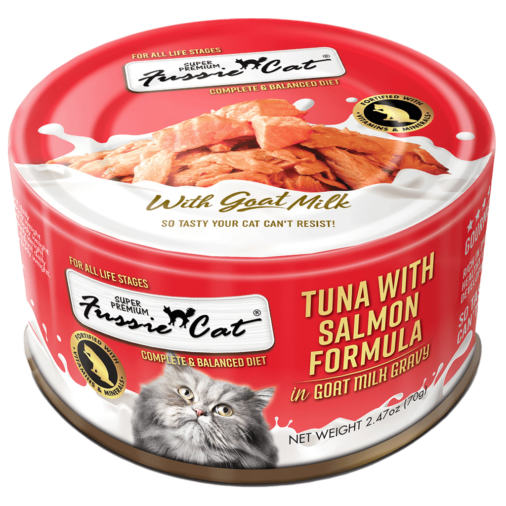 Fussie Cat Tuna with Salmon Formula in Goat Milk Gravy (2.47oz)