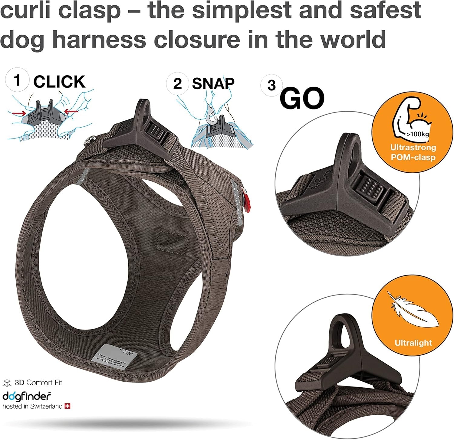 Curli Air Mesh Clasp Brown Vest Harness