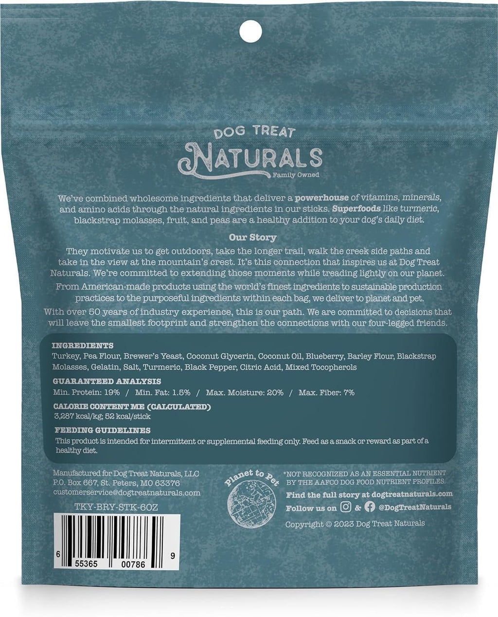 Dog Treat Naturals Superfood Sticks, Turkey & Blueberry Dog Treats (10oz)