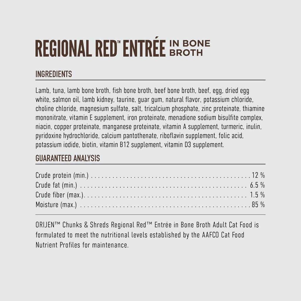 Orijen Grain Free Chunks & Shreds, Regional Red Wet Cat Food (3oz)