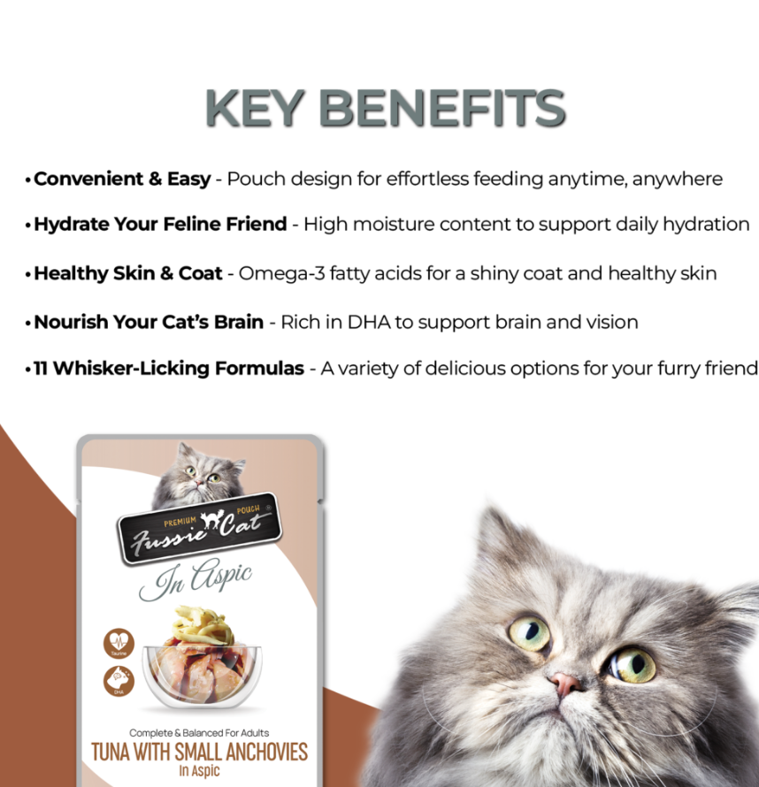 Fussie Cat Pouch - Tuna with Small Anchovies in Aspic (2.47oz)
