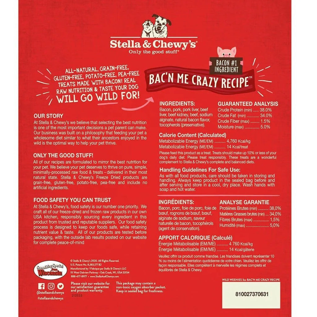 Stella & Chewy’s Freeze Dried Wild Weenies Bacon Dog Treats (11oz)