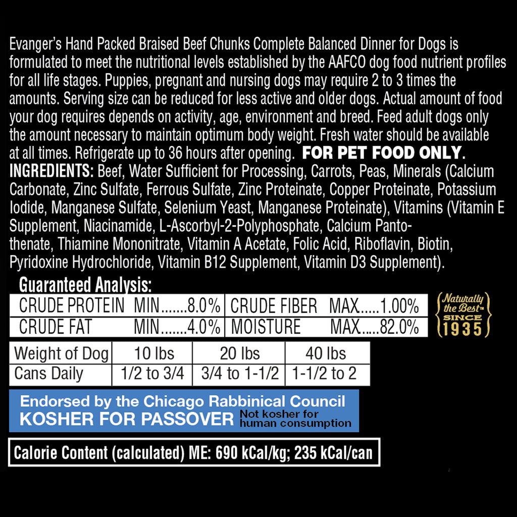 Evanger's All Life Stages Braised Beef with Gravy Wet Dog Food (12oz)