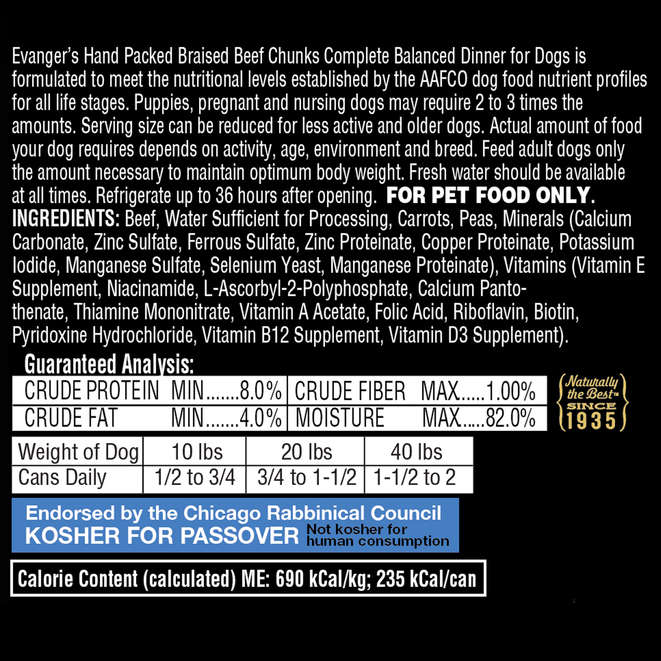 Evanger's All Life Stages Braised Beef with Gravy Wet Dog Food (12oz)