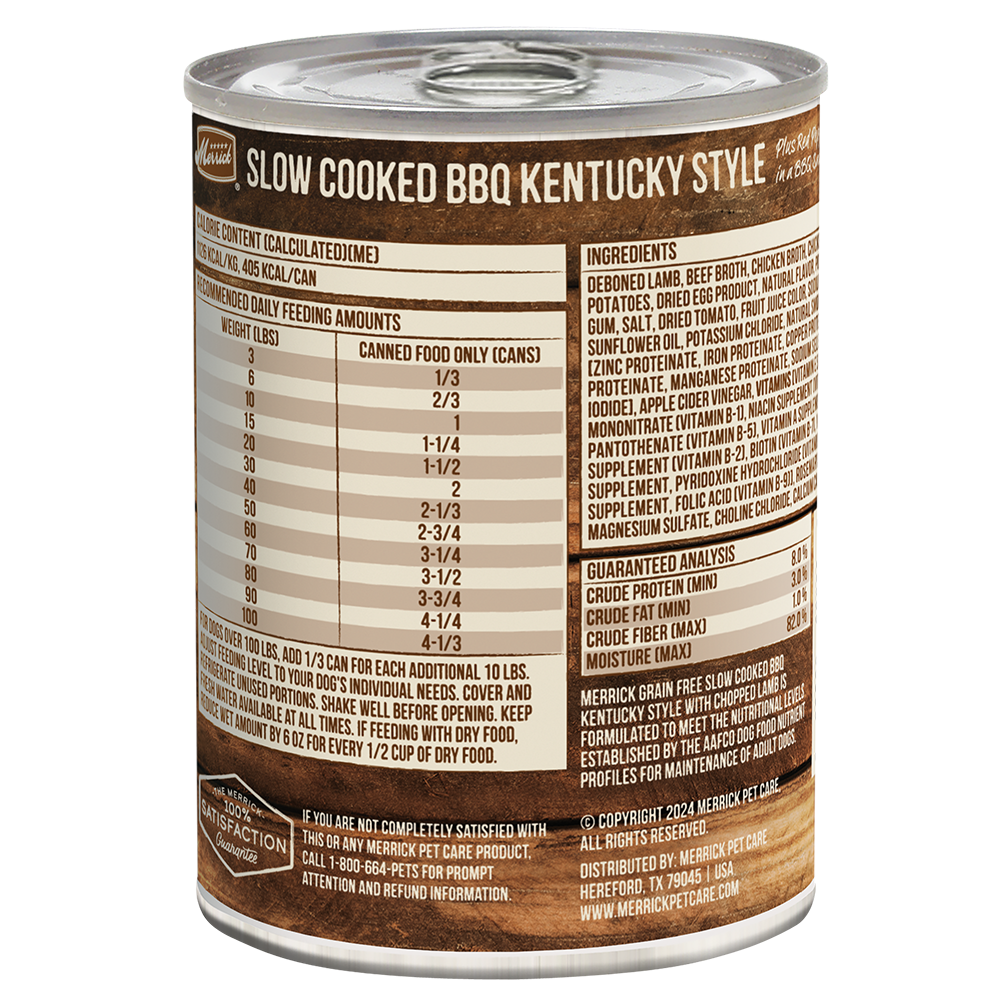 Merrick Slow Cooked Grain Free Adult BBQ Kentucky Lamb Wet Dog Food (12.7oz)