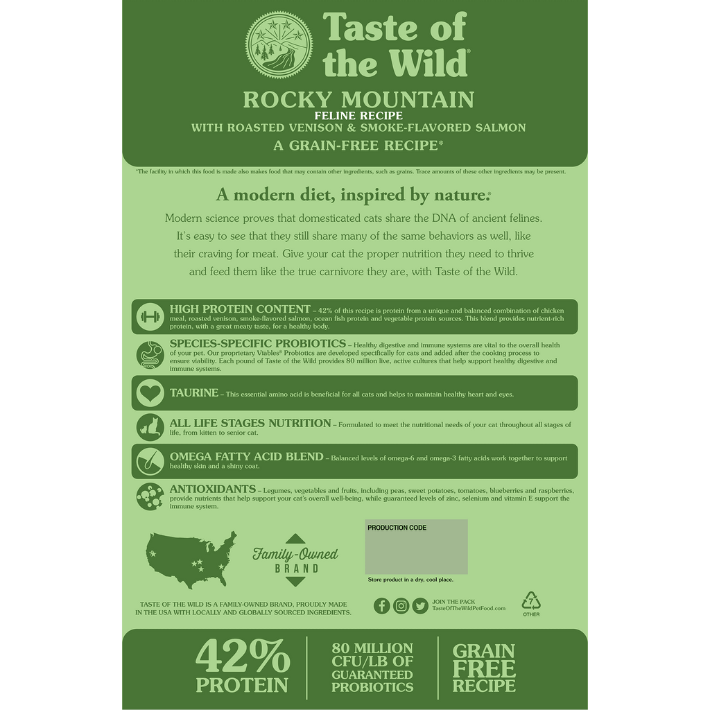 Taste of the Wild Adult Rocky Mountain Venison and Salmon Feline Food