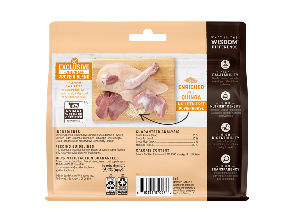 Earth Animal Wisdom Air Dried Chicken Jerky Dog Treats (4oz)